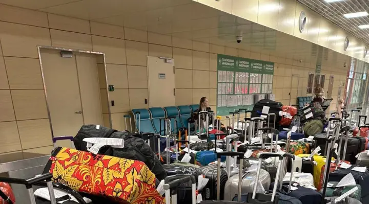 В зоне прилёта Домодедово воняют сотни чемоданов