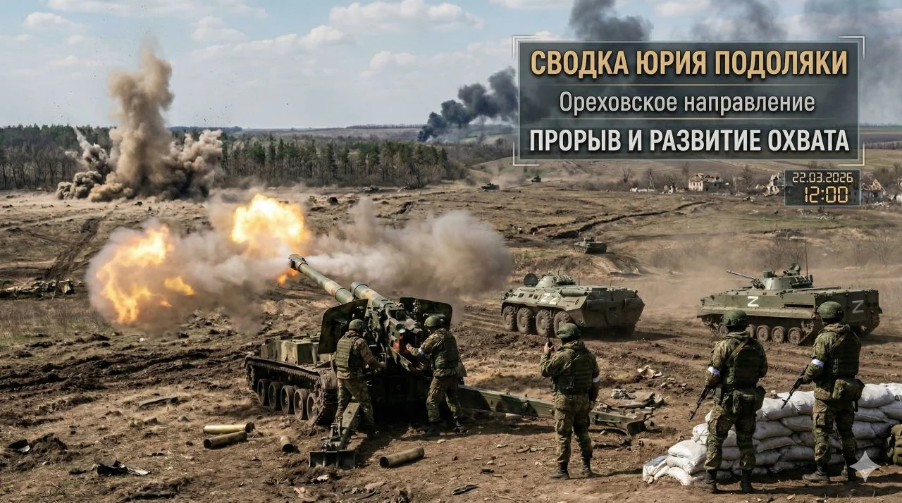 Новая тактика ВС РФ под Ореховом: сводка Юрия Подоляки на 22 марта 2026 года, карта боевых действий, российская армия ускоряет наступление