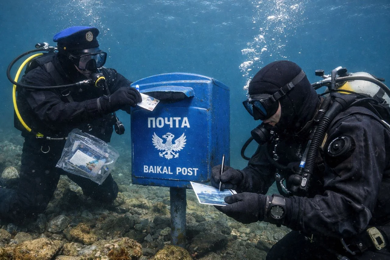 Письмо со дна морского: зачем водолазы опускаются в ледяные воды Байкала ради почты?
