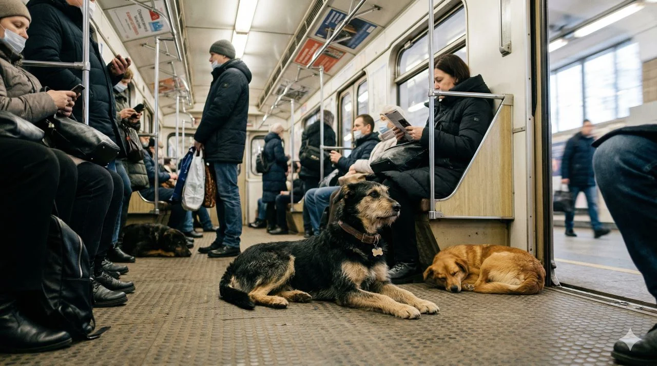 Четвероногие пассажиры с проездным: зачем бездомные собаки ездят в московском метро?