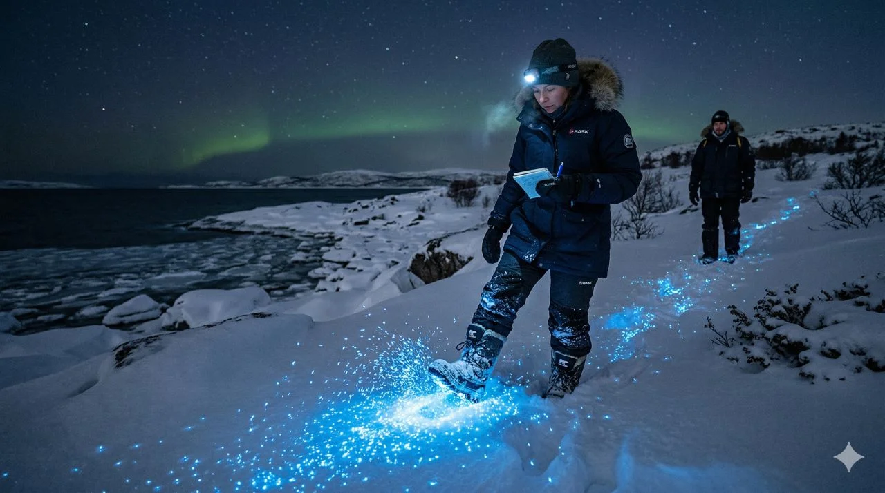 Сияние из-под сапог: кто зажег тысячи голубых гирлянд в сугробах Русского Севера?