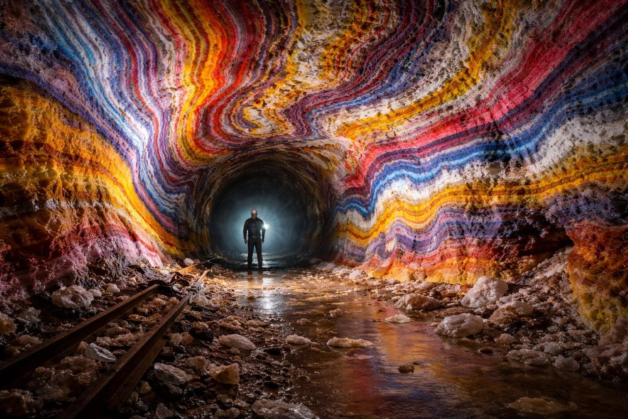 Кислотные пещеры под Уралом: кто расписал километры подземелий в безумные цвета?