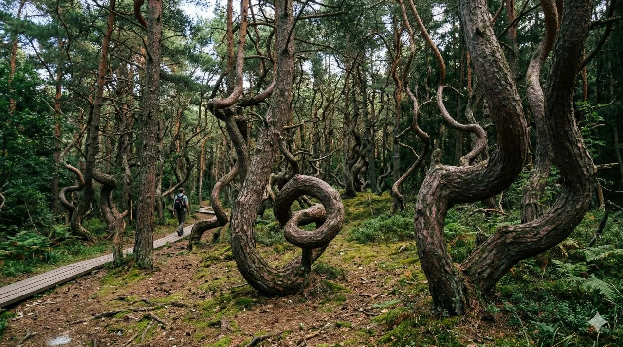 Пьяный лес на Куршской косе: какая неведомая сила скрутила сосны в спирали?
