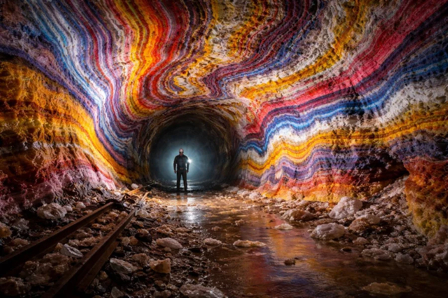 Кислотные пещеры под Уралом: кто расписал километры подземелий в безумные цвета?