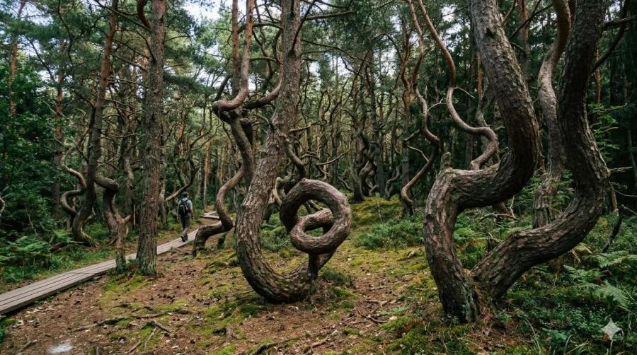 Пьяный лес на Куршской косе: какая неведомая сила скрутила сосны в спирали?