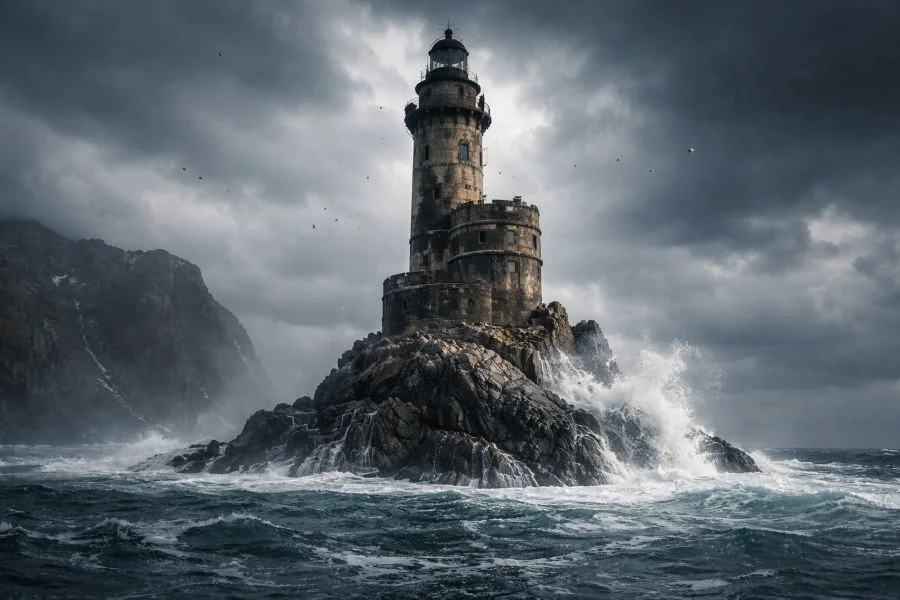 Ядерный замок на краю света: кто построил этот мрачный маяк-призрак посреди океана?