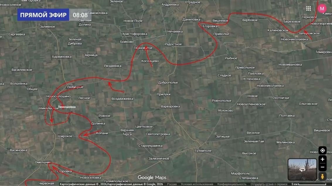 Карта боевых действий на Гуляйпольском направлении на 29.10.2026