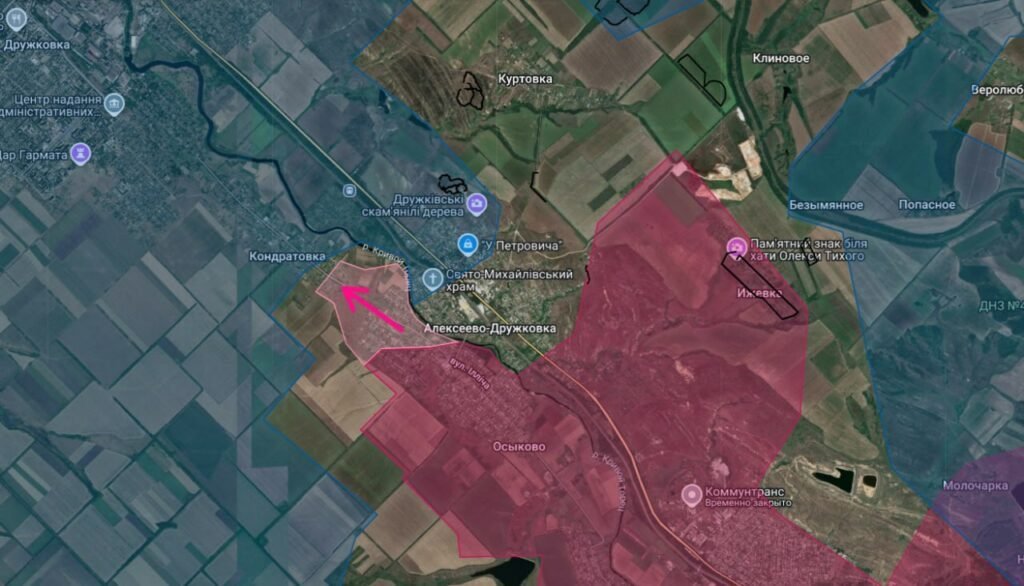 Карта боевых действий на Константиновско-Дружковском направлении на 23 октября 2026 года