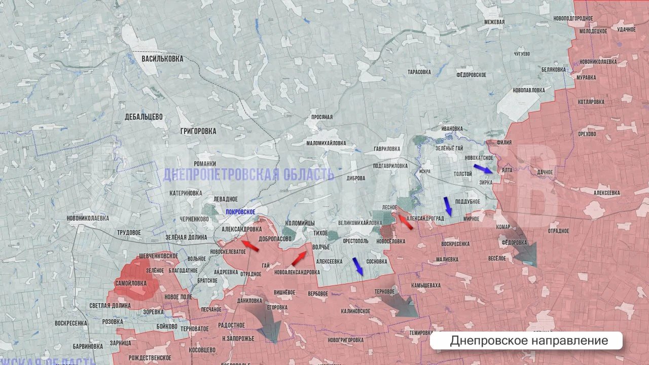 Карта боевых действий на Днепровском направлении на 23 октября 2026 года